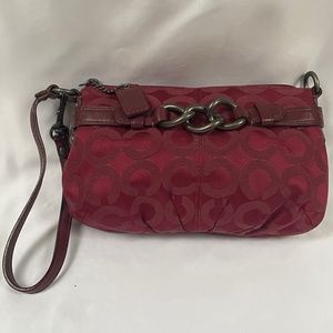 Burgundy Coach Wristlet